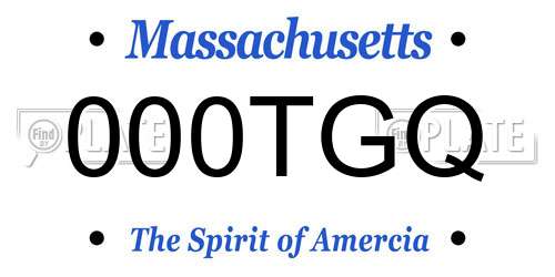 000TGQ Massachusetts License Plate