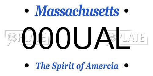 000UAL Massachusetts License Plate