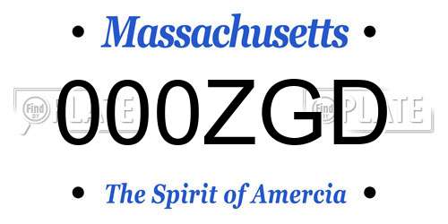 000ZGD Massachusetts License Plate