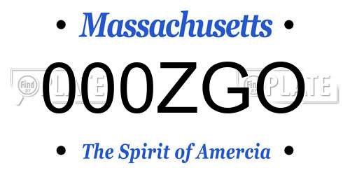 000ZGO Massachusetts License Plate