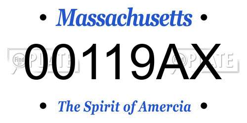 00119AX Massachusetts License Plate