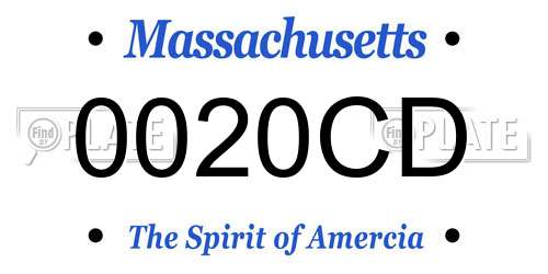 0020CD Massachusetts License Plate