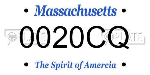 0020CQ Massachusetts License Plate