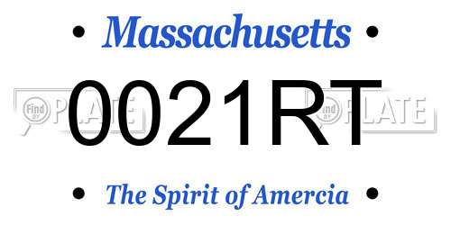 0021RT Massachusetts License Plate