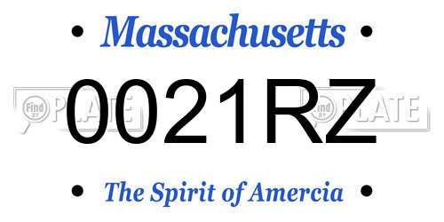 0021RZ Massachusetts License Plate