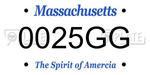 0025GG Massachusetts License Plate