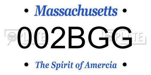 002BGG Massachusetts License Plate