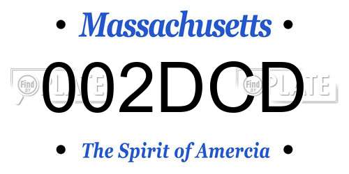 002DCD Massachusetts License Plate