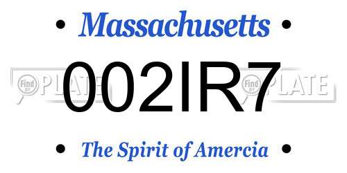 002IR7 Massachusetts License Plate