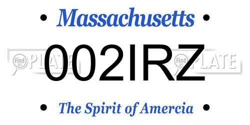 002IRZ Massachusetts License Plate