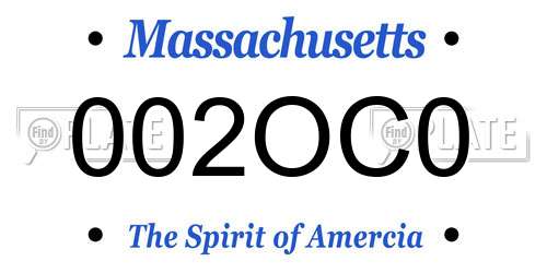 002OC0 Massachusetts License Plate