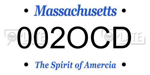002OCD Massachusetts License Plate