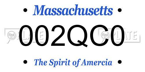 002QC0 Massachusetts License Plate