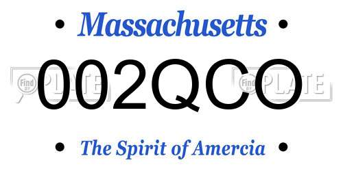 002QCO Massachusetts License Plate