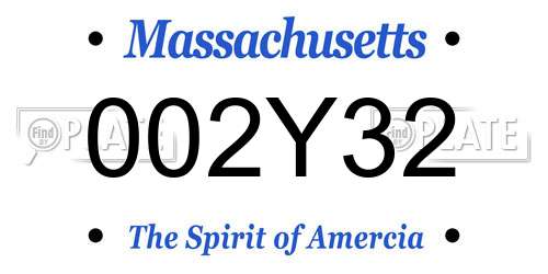 002Y32 Massachusetts License Plate