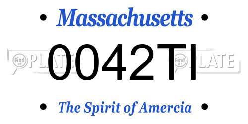 0042TI Massachusetts License Plate