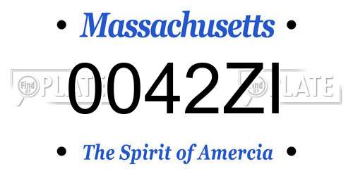 0042ZI Massachusetts License Plate