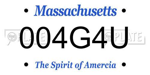 004G4U Massachusetts License Plate