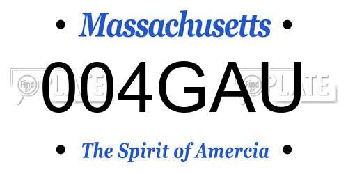 004GAU Massachusetts License Plate