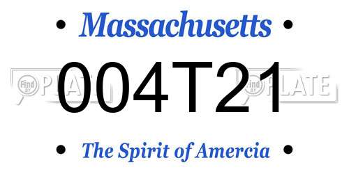 004T21 Massachusetts License Plate