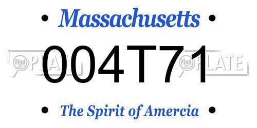 004T71 Massachusetts License Plate