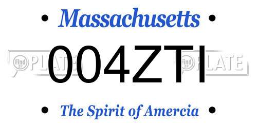 004ZTI Massachusetts License Plate