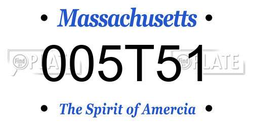 005T51 Massachusetts License Plate