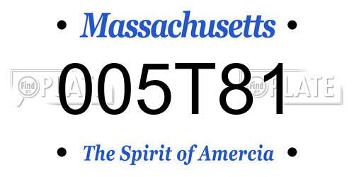 005T81 Massachusetts License Plate