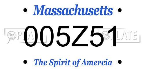 005Z51 Massachusetts License Plate