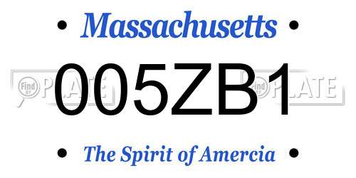 005ZB1 Massachusetts License Plate