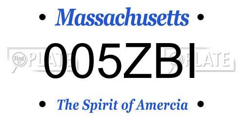 005ZBI Massachusetts License Plate