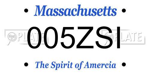 005ZSI Massachusetts License Plate