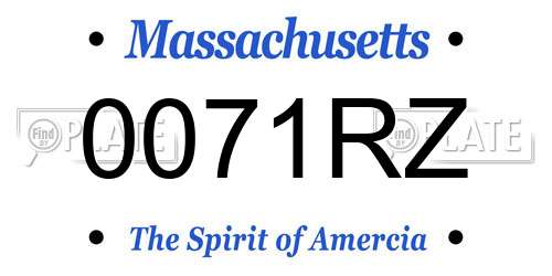 0071RZ Massachusetts License Plate