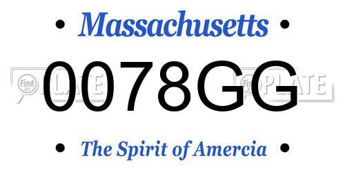 0078GG Massachusetts License Plate