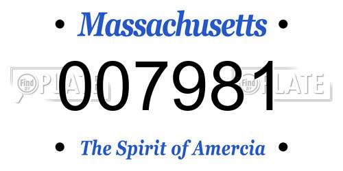 007981 Massachusetts License Plate