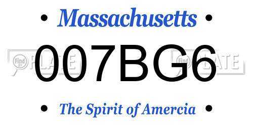 007BG6 Massachusetts License Plate