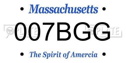 007BGG Massachusetts License Plate