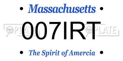 007IRT Massachusetts License Plate
