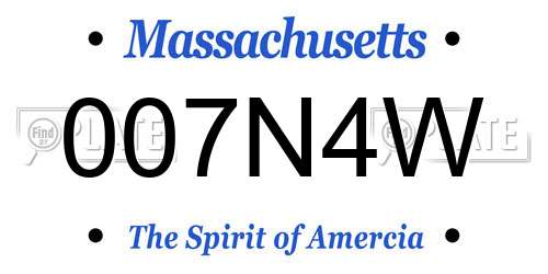 007N4W Massachusetts License Plate