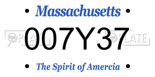 007Y37 Massachusetts License Plate