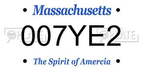 007YE2 Massachusetts License Plate