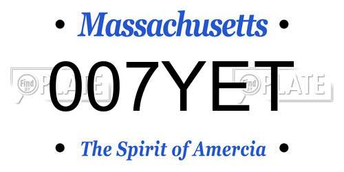007YET Massachusetts License Plate