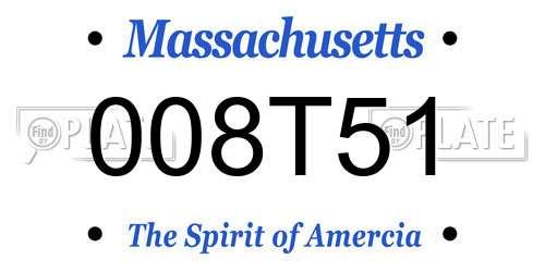 008T51 Massachusetts License Plate