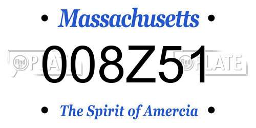 008Z51 Massachusetts License Plate