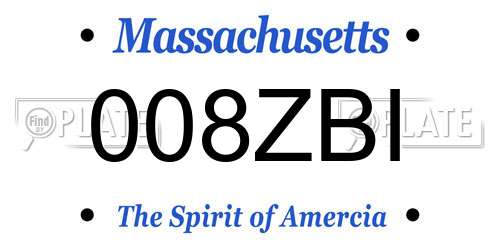 008ZBI Massachusetts License Plate