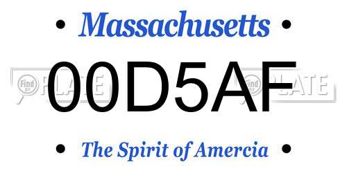 00D5AF Massachusetts License Plate