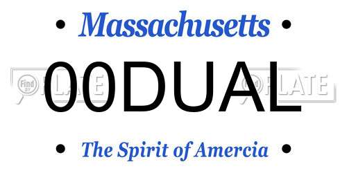 00DUAL Massachusetts License Plate