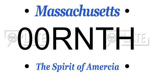 00RNTH Massachusetts License Plate