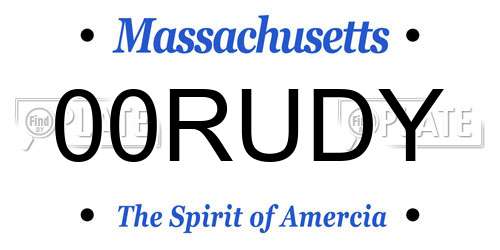 00RUDY Massachusetts License Plate