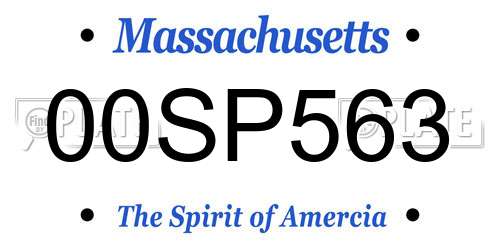 00SP563 Massachusetts License Plate
